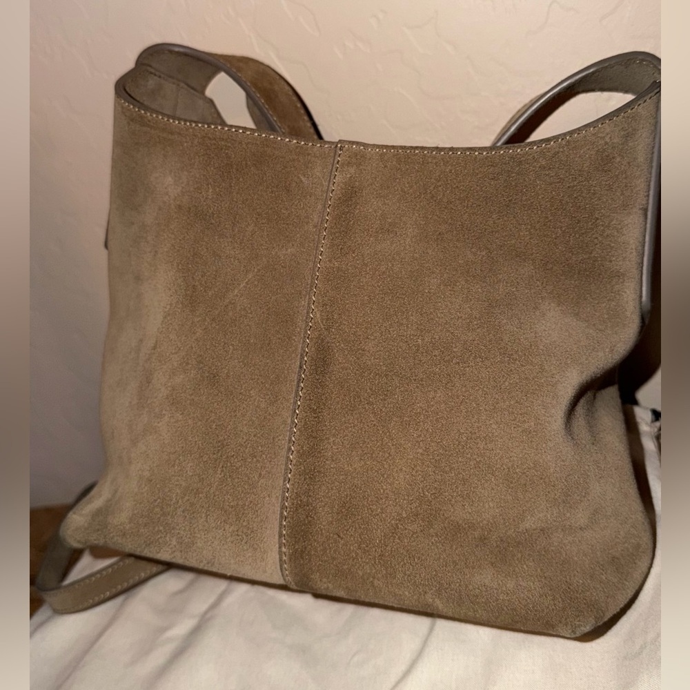 Banana Republic Mini Slouchy Vida Suede Bag in Timeless Taupe - Picture 7 of 12